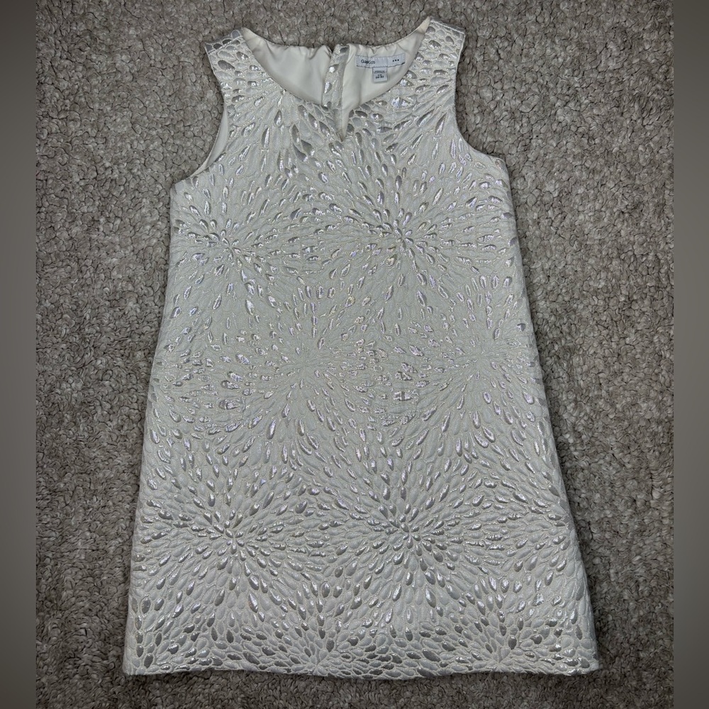 Gap Kids Elegant White Sleeveless Dress with Silver Embellishments